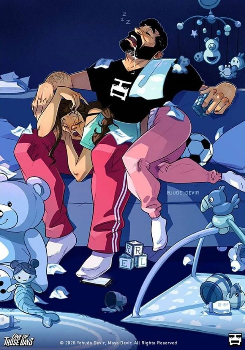 Alegrías y dificultades de la paternidad: un artista de Israel dibuja cómics sobre su esposa e hija