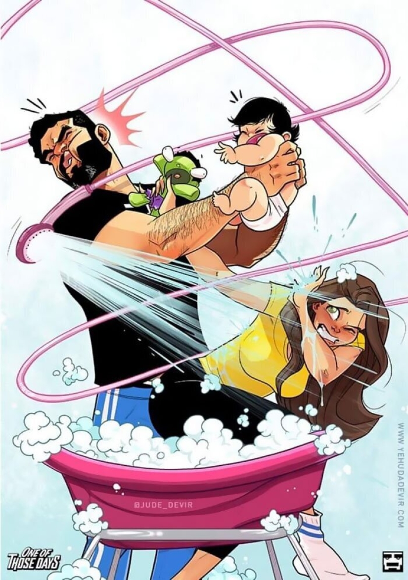 Alegrías y dificultades de la paternidad: un artista de Israel dibuja cómics sobre su esposa e hija