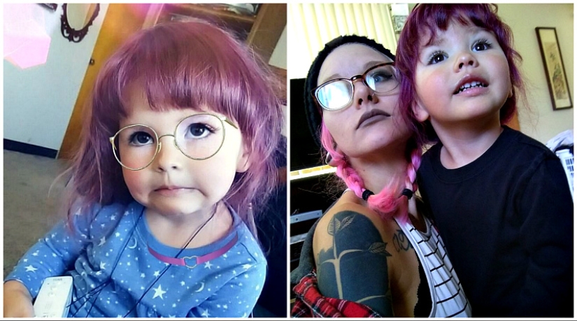 An alternative mother allows her 2-year-old daughter to dye her hair and wear makeup