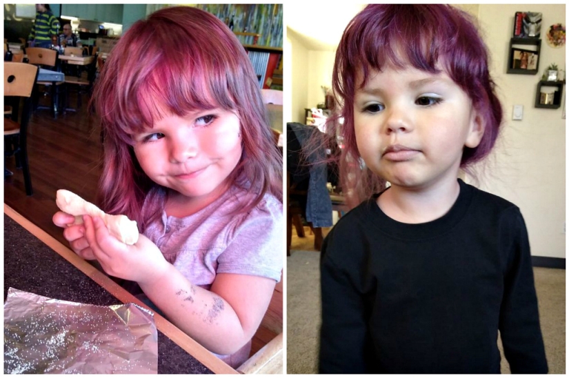 An alternative mother allows her 2-year-old daughter to dye her hair and wear makeup