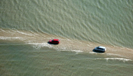 An amazing road that goes under water twice a day An amazing road that goes under water twice a day