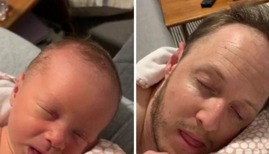 An apple tree from an apple: an Australian comedian copies the facial expressions of his tiny daughter