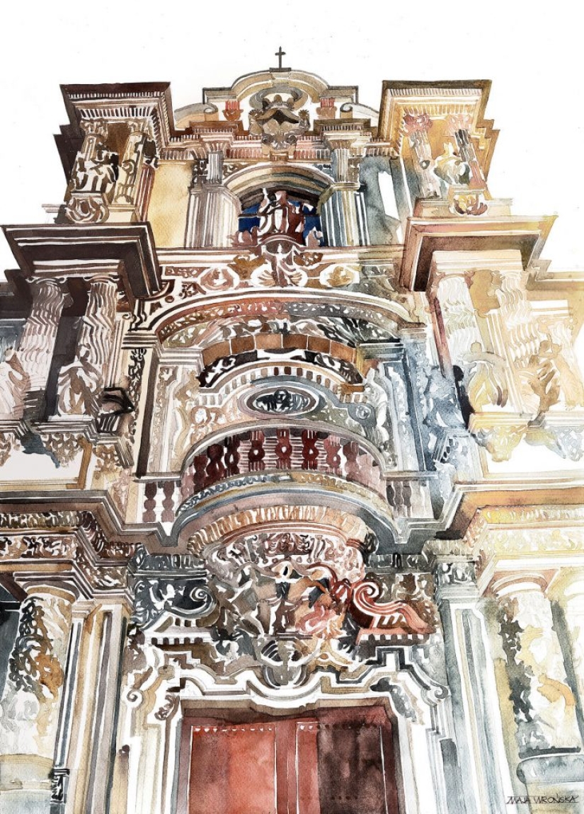 Architect draws famous cities of the world in watercolor Architect draws famous cities of the world in watercolor