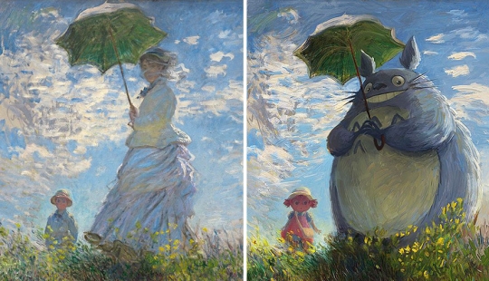 Artista agrega personajes de anime a lienzos clásicos Artista agrega personajes de anime a lienzos clásicos