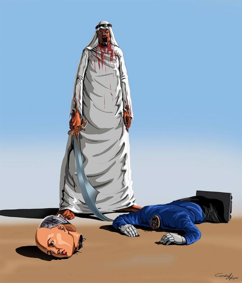 Artista azerbaiyano ridiculizó a Trump, Zuckerberg, terroristas y hilanderos Artista azerbaiyano ridiculizó a Trump, Zuckerberg, terroristas y hilanderos