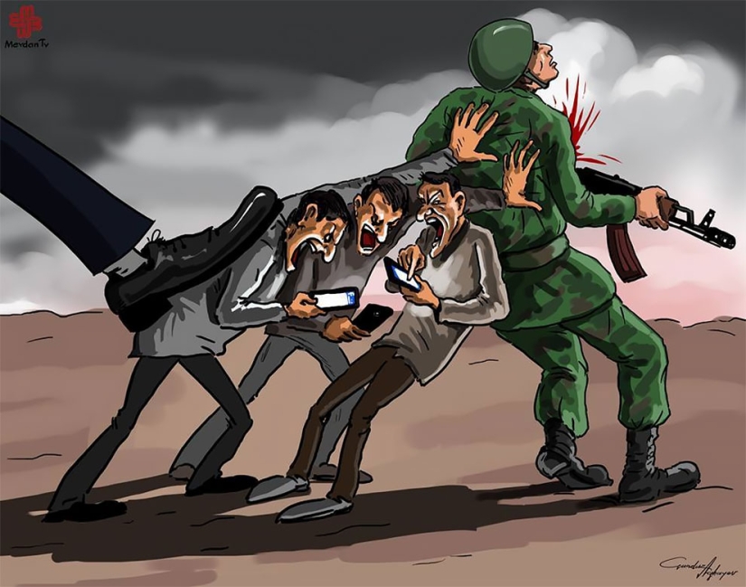 Azerbaijani artist ridiculed Trump, Zuckerberg, terrorists and spinners