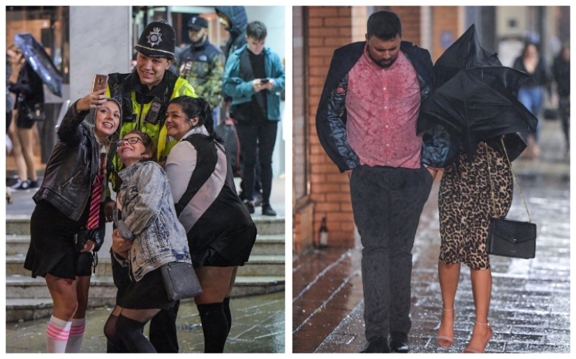 Bad weather is not a reason to be sad! British youth continues to hang out even in a hurricane Bad weather is not a reason to be sad! British youth continues to hang out even in a hurricane