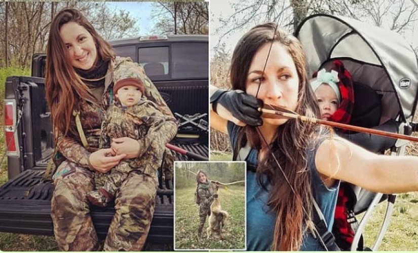 Basic instinct: a mother goes hunting with a 9-month-old baby behind her back