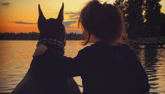 Beauty and the Beast: the amazing friendship of a tiny girl with a giant Doberman