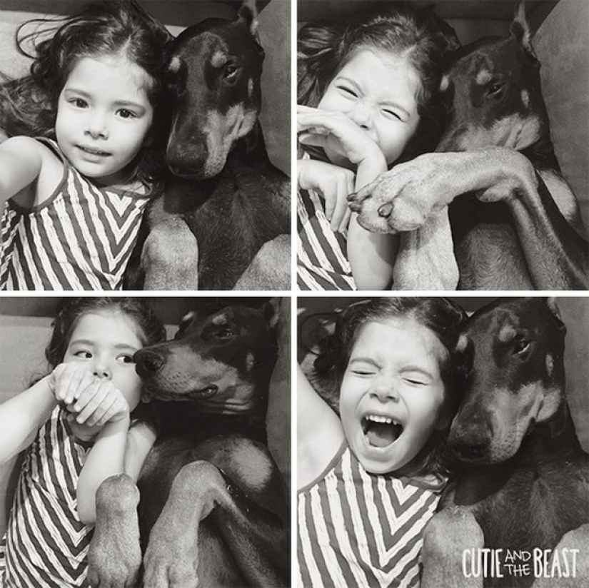 Beauty and the Beast: the amazing friendship of a tiny girl with a giant Doberman