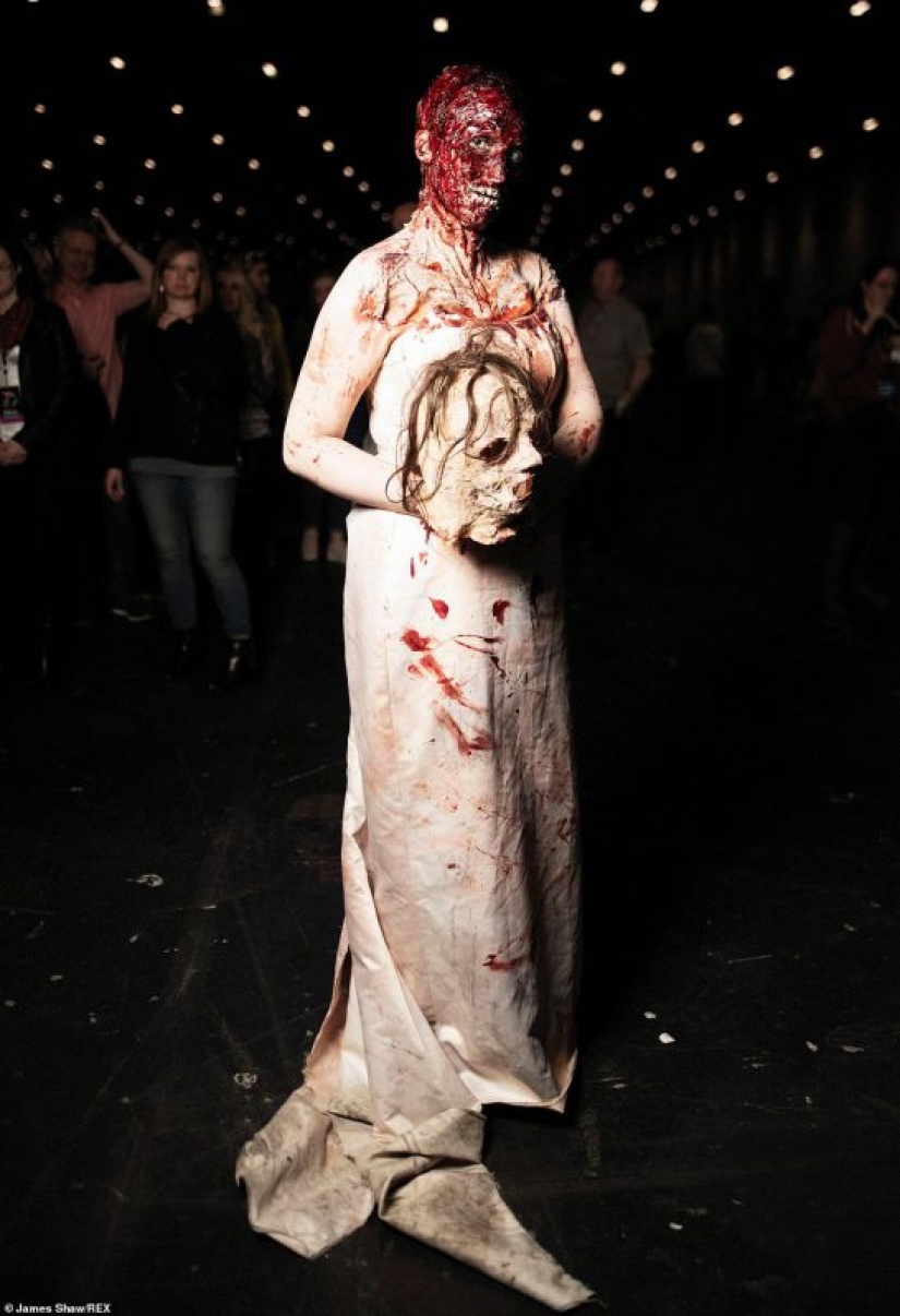 Blood, severed heads and creepy faces: the "walking dead" party has died down in London