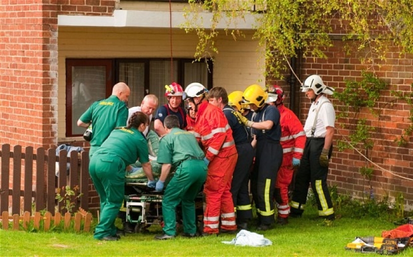 British firefighters have to free fat people from their homes three times a day