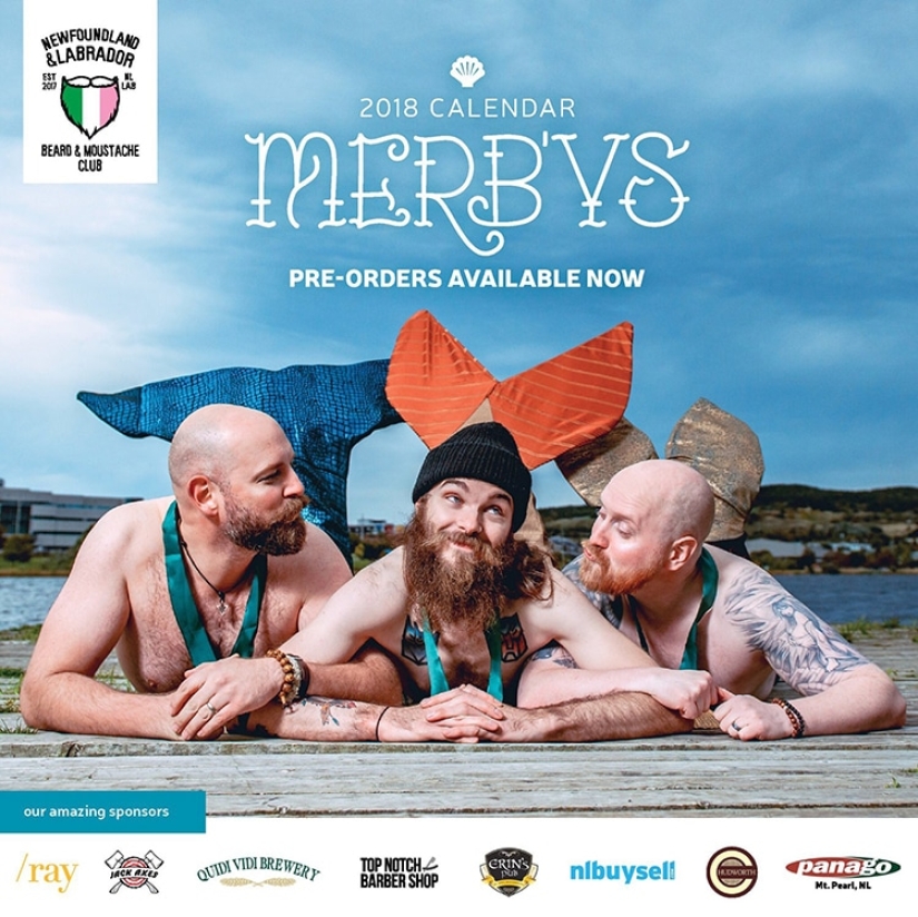Brutal bearded men starred for the "brodoir" calendar in only mermaid tails