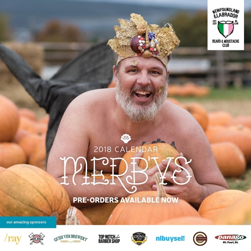 Brutales hombres barbudos protagonizaron el calendario "brodoir" con solo colas de sirena