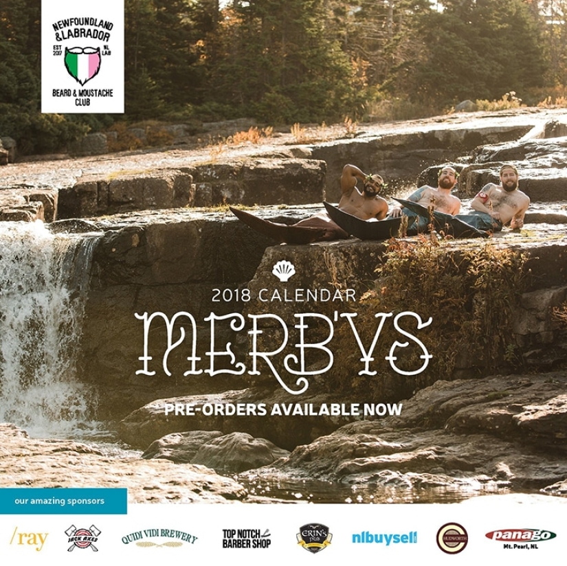 Brutales hombres barbudos protagonizaron el calendario "brodoir" con solo colas de sirena