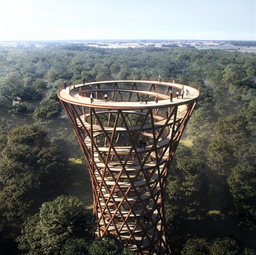 Caminar-No quiero: aparecerá una torre en espiral para caminar en el bosque danés