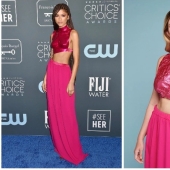 Candy Girl: the model strolled around London in a racy foil top like Zendaya's