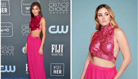 Candy Girl: the model strolled around London in a racy foil top like Zendaya's