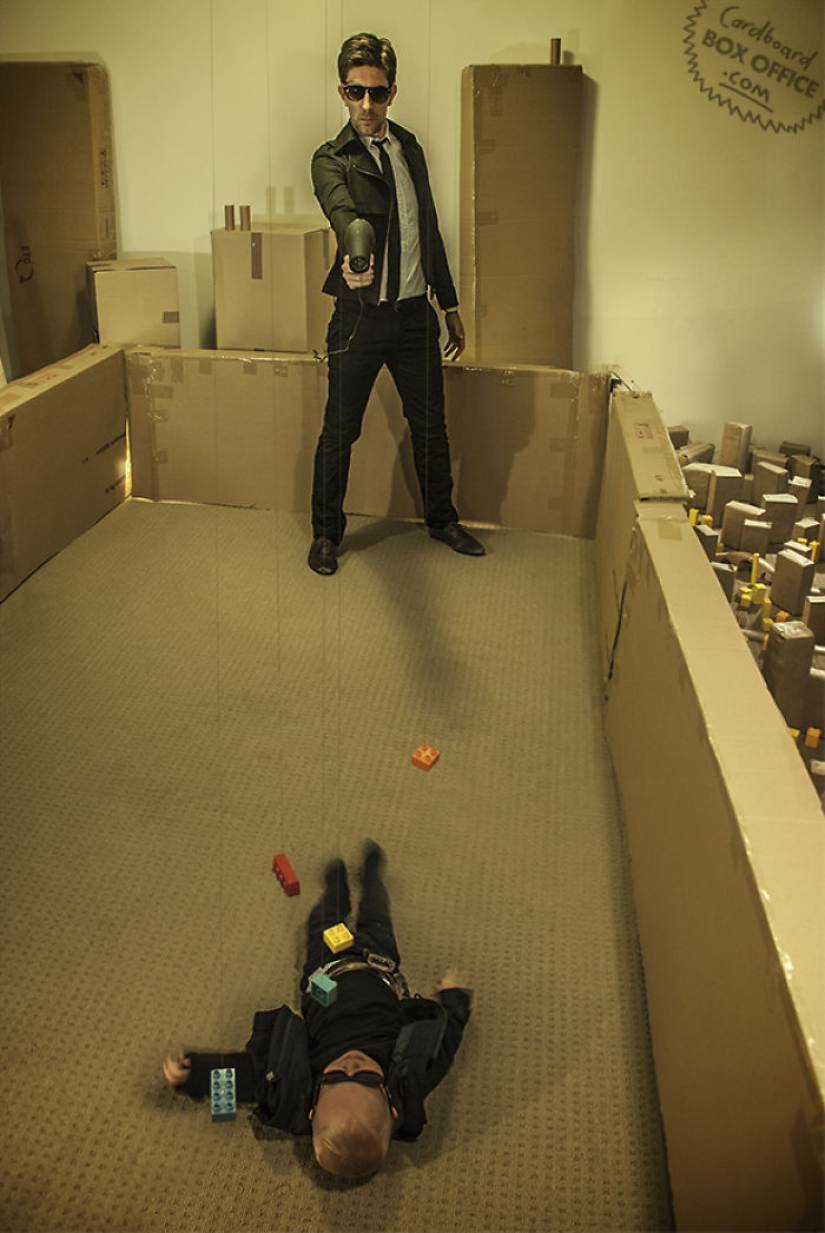 Cardboard and a little imagination: a two-year-old boy and his parents recreate scenes from movies and TV series