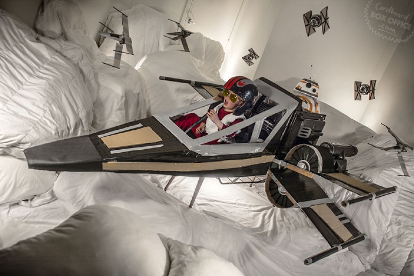 Cardboard and a little imagination: a two-year-old boy and his parents recreate scenes from movies and TV series