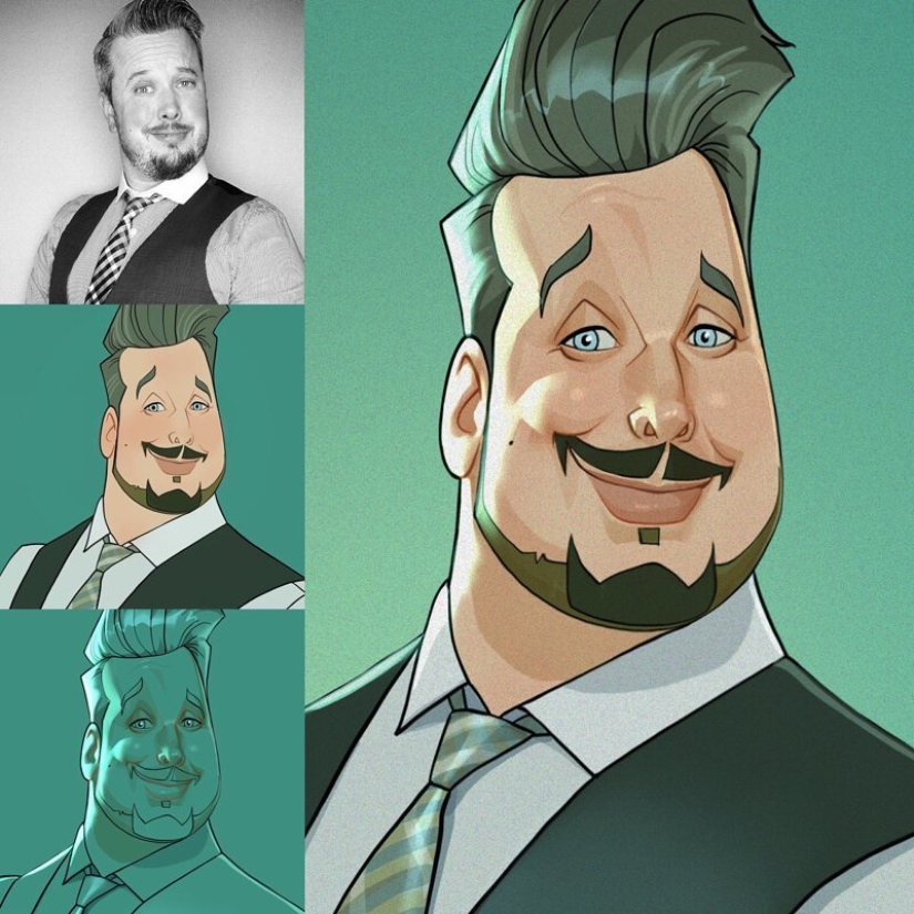 Chinese artist Xi Ding portrays celebrities in characteristic cartoons