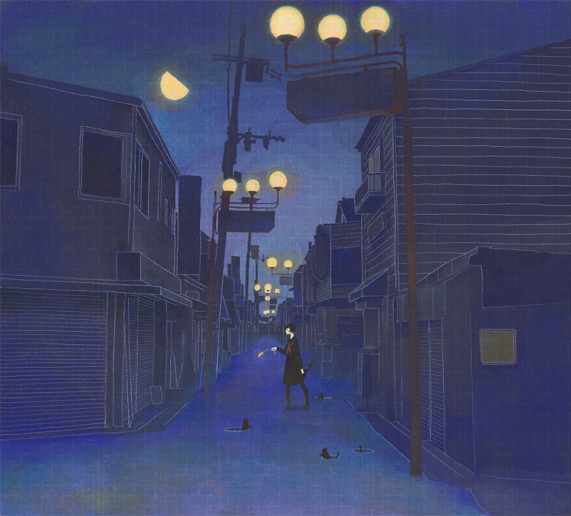 Colegialas y arte de anime melancólico y soñoliento