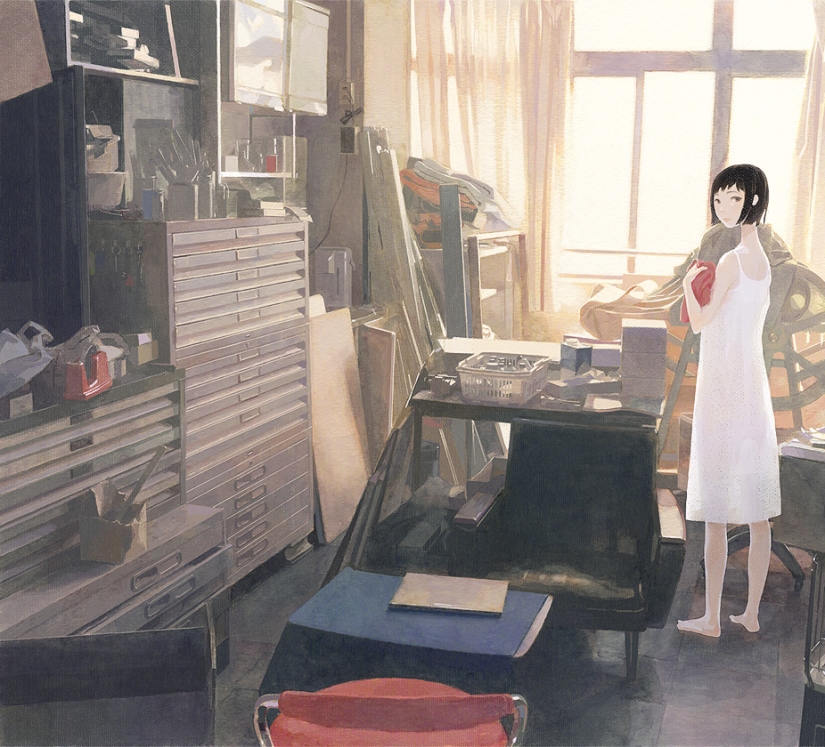 Colegialas y arte de anime melancólico y soñoliento