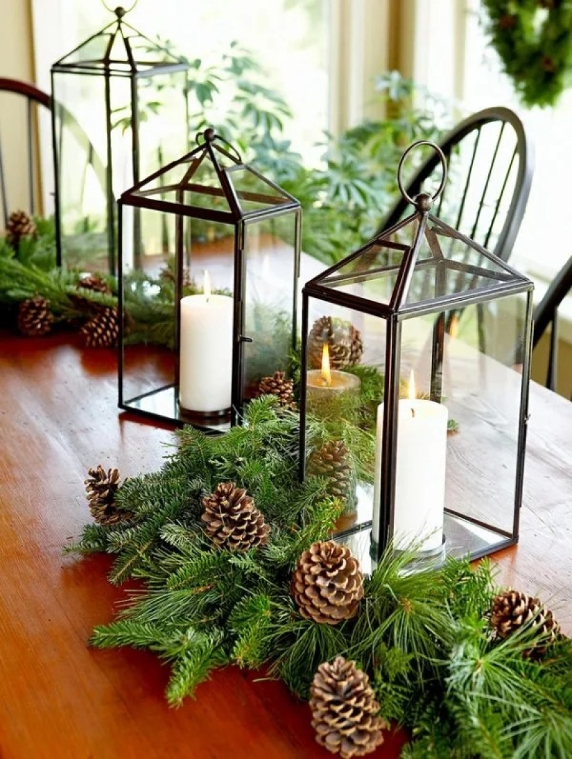 Coolest ideas Christmas decorations from cones and twigs