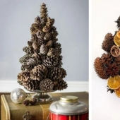 Coolest ideas Christmas decorations from cones and twigs