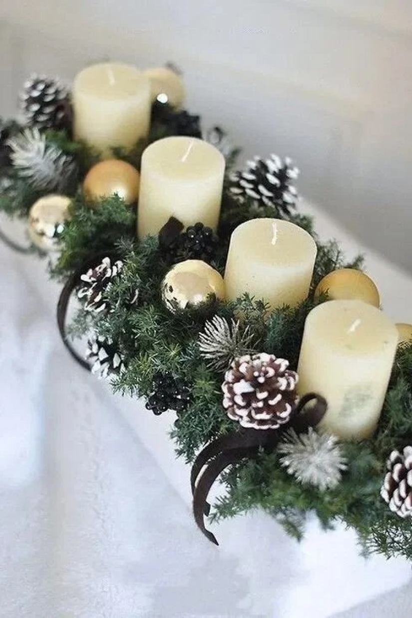 Coolest ideas Christmas decorations from cones and twigs