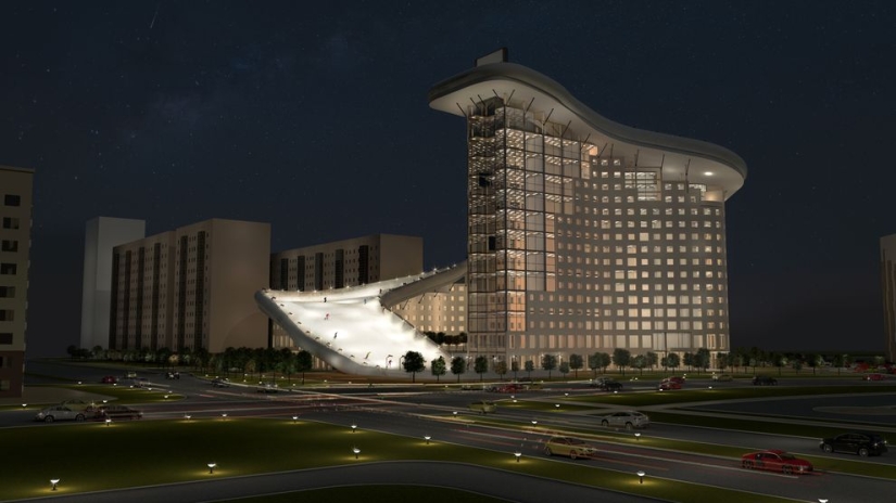 Del umbral a la tabla de snowboard: el proyecto de un edificio residencial con una pista de esquí en el techo Del umbral a la tabla de snowboard: el proyecto de un edificio residencial con una pista de esquí en el techo