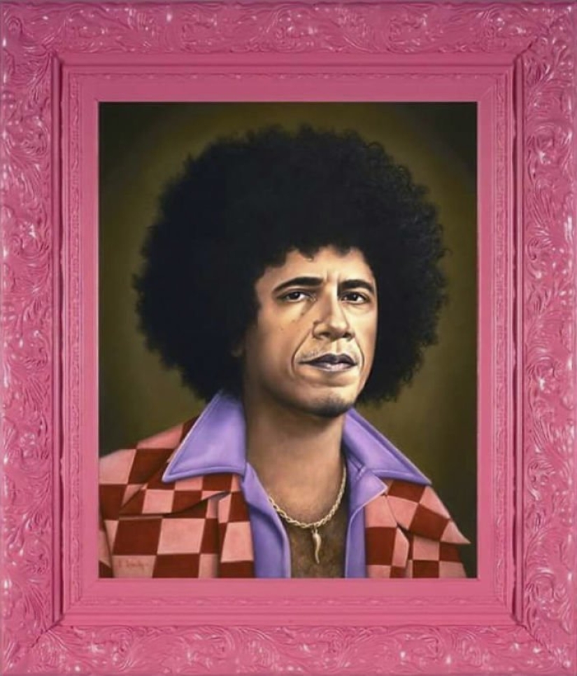 Dictators with pink glasses: mocking caricatures of famous politicians Dictators with pink glasses: mocking caricatures of famous politicians