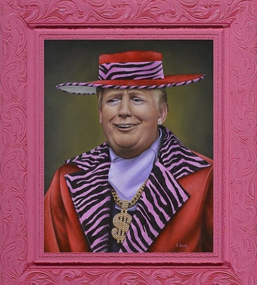 Dictators with pink glasses: mocking caricatures of famous politicians Dictators with pink glasses: mocking caricatures of famous politicians