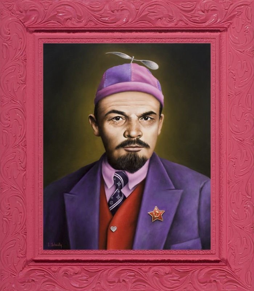 Dictators with pink glasses: mocking caricatures of famous politicians Dictators with pink glasses: mocking caricatures of famous politicians