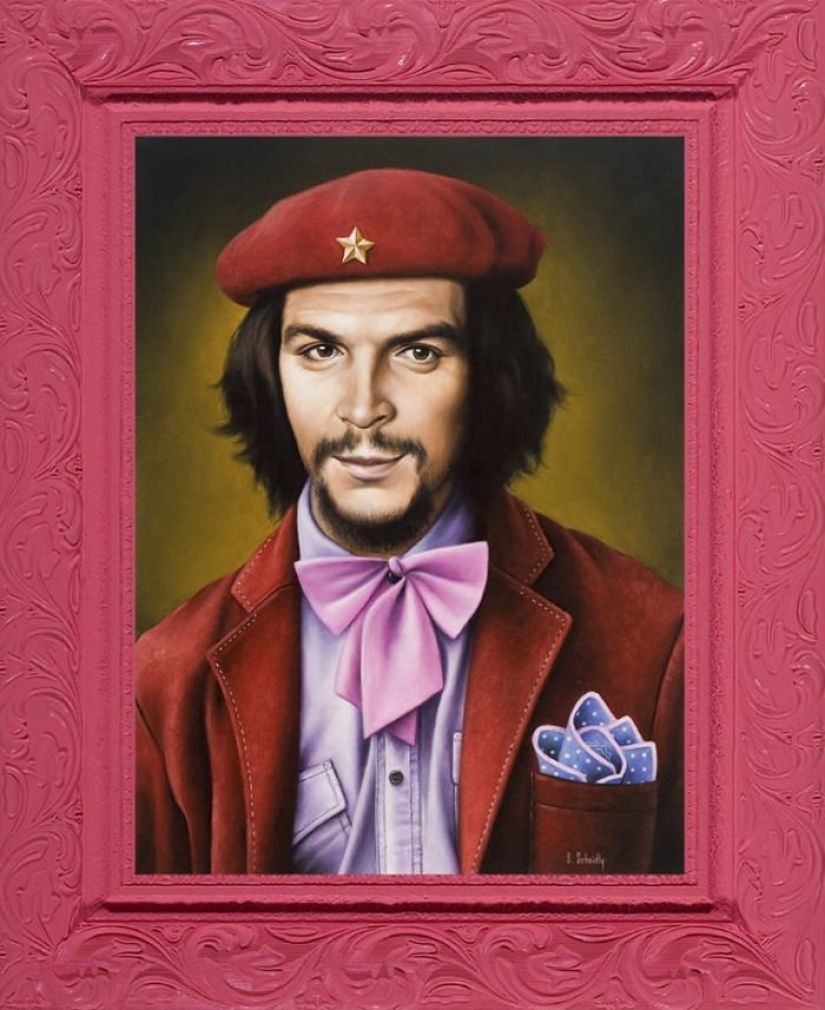 Dictators with pink glasses: mocking caricatures of famous politicians Dictators with pink glasses: mocking caricatures of famous politicians