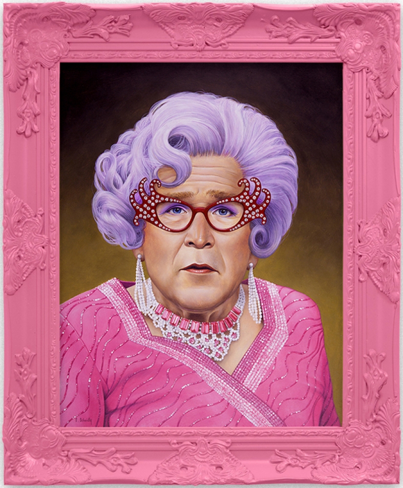 Dictators with pink glasses: mocking caricatures of famous politicians Dictators with pink glasses: mocking caricatures of famous politicians