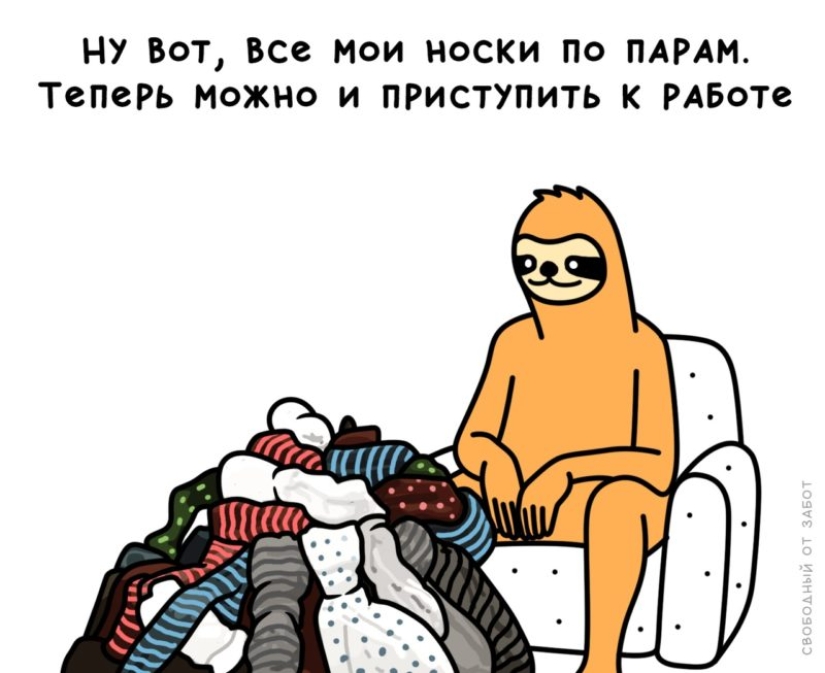 Do you recognize yourself? The author of the meme about the orange sloth continues to delight with his works about mother laziness