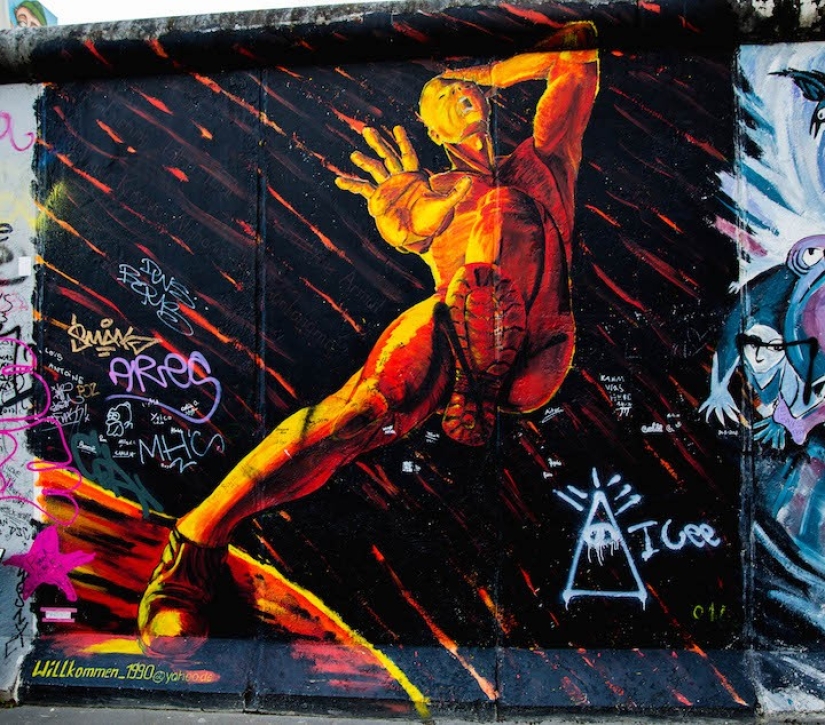 Drawings preserved on the Berlin Wall to this day