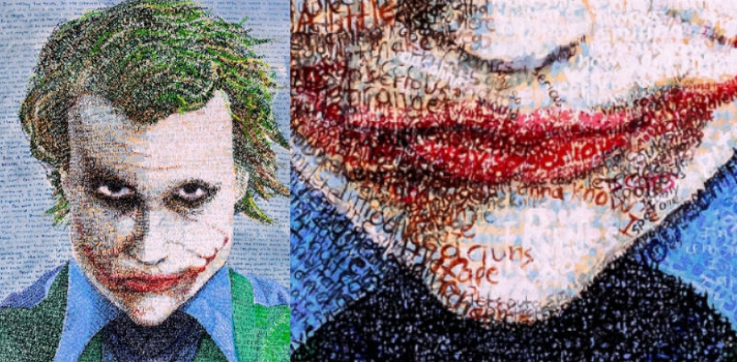 Eche un vistazo más de cerca: el artista pinta cuadros con miles de letras