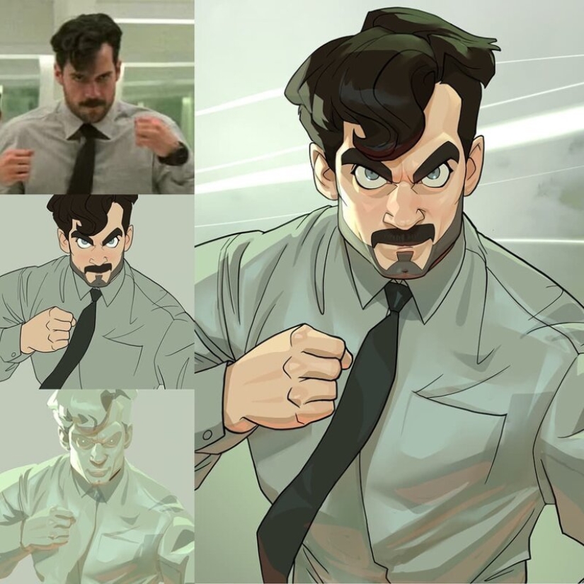 El artista chino Xi Ding retrata a celebridades en dibujos animados característicos