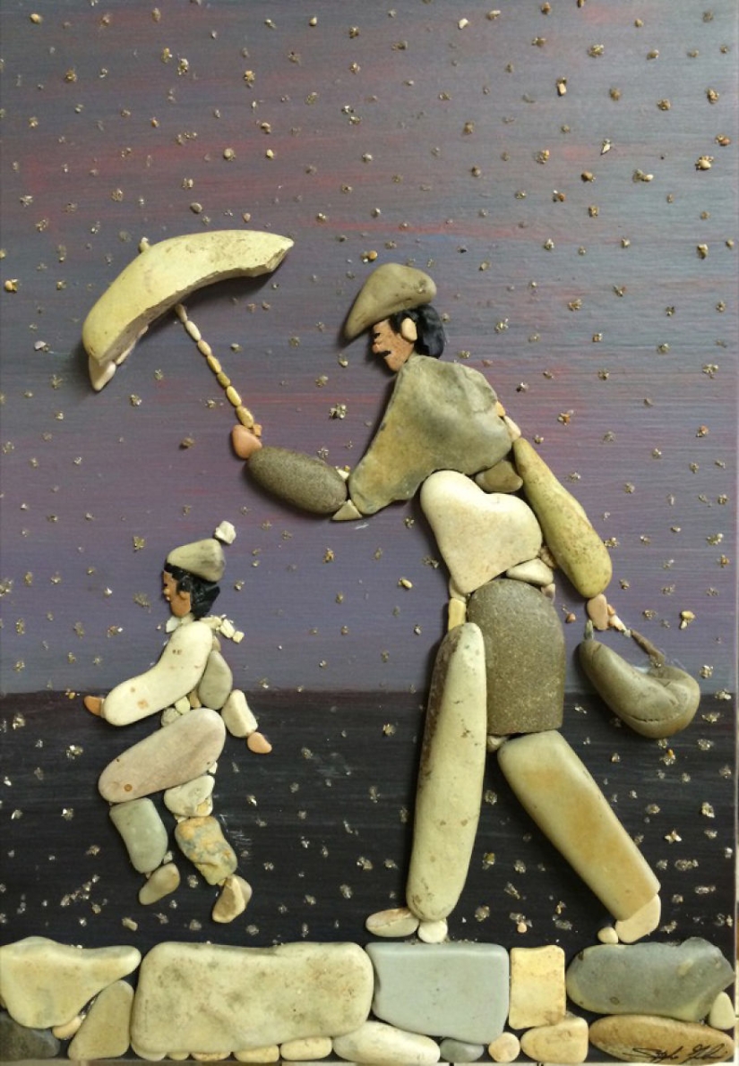 El artista hace pinturas increíblemente realistas a partir de piedras encontradas en la playa