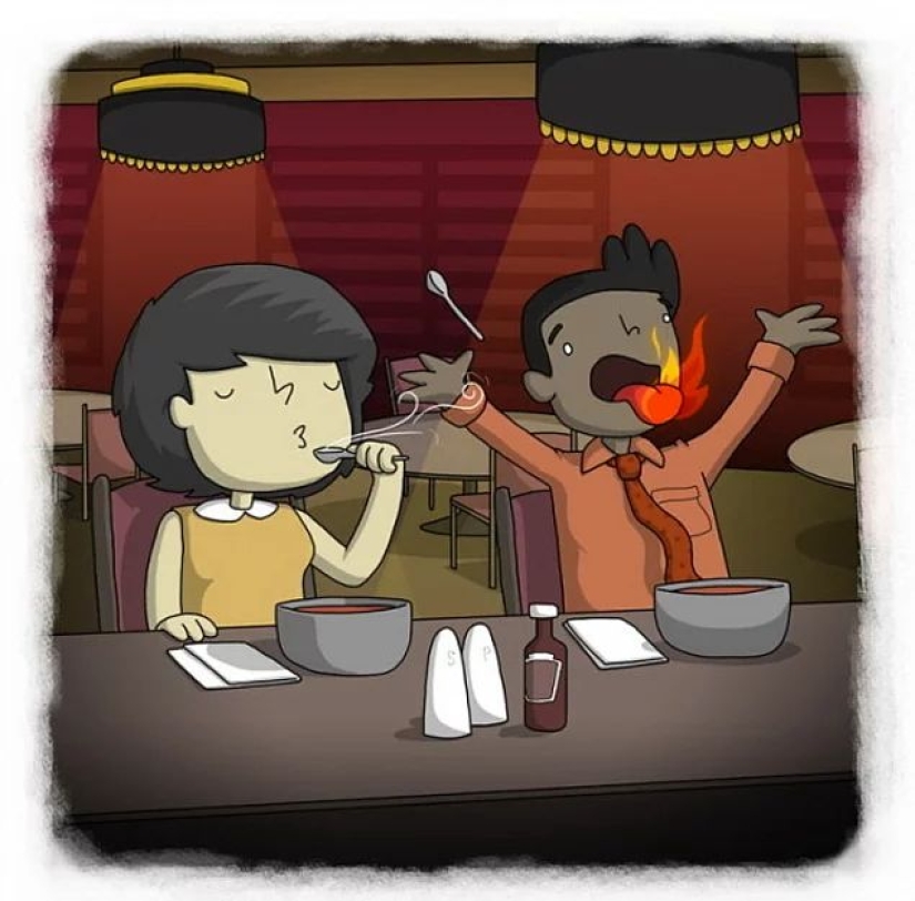 El artista hizo caricaturas divertidas de proverbios de todo el mundo, y eso es lo que salió de él