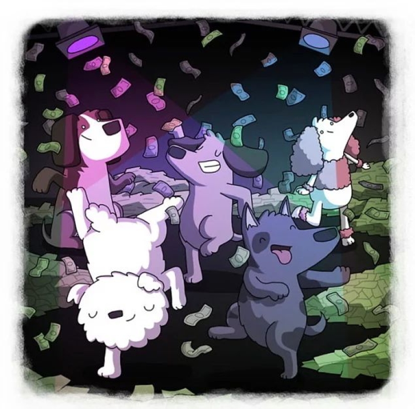 El artista hizo caricaturas divertidas de proverbios de todo el mundo, y eso es lo que salió de él