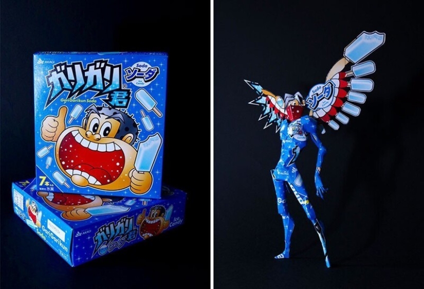 El artista japonés Harukiru transforma envases en obras de arte