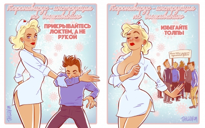 El maestro de los carteles picantes, Andrey Tarusov, dibujó cómo protegerse de la COVID-19
