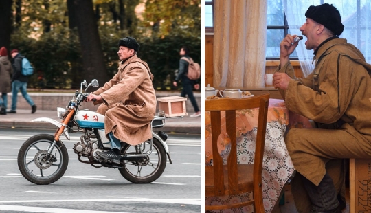 El Petersburger es como dos gotas de agua como el cartero Pechkin de Prostokvashino