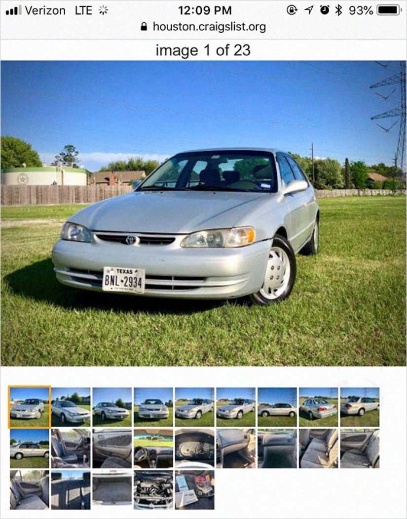 El tejano quería vender un viejo Toyota tan mal que creó una verdadera obra maestra de publicidad en el sitio de clasificados
