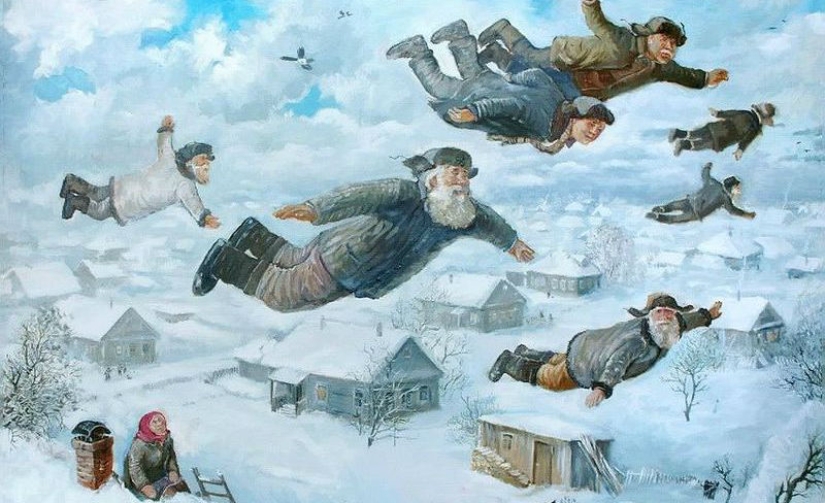 En invierno, especialmente quiero volar artist artista Leonid Baranov