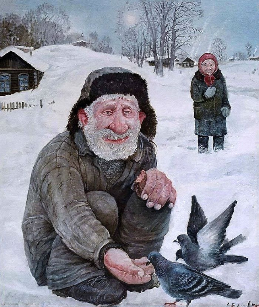 En invierno, especialmente quiero volar artist artista Leonid Baranov