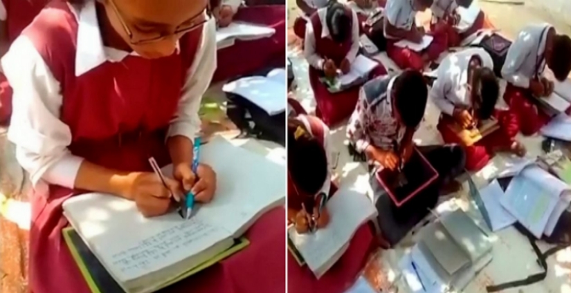 En una escuela india, todos los niños escriben con ambas manos, aunque solo el 1% de la población mundial puede hacerlo